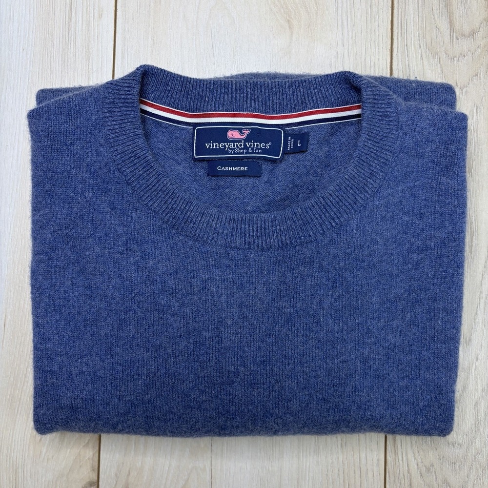 Vineyard Vines Brushed Cashmere Knit Sweatshirt Mens Large Blue
